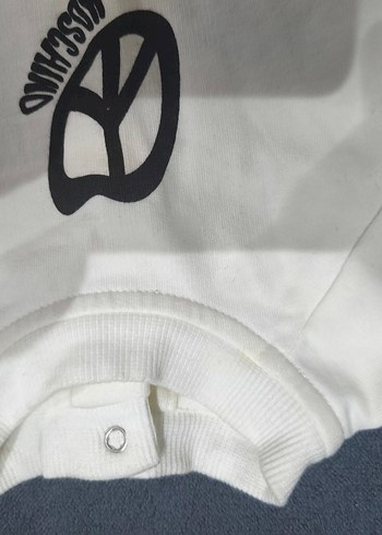 Bebek Erkek siyah beyaz peace Desenli tulum - Görsel 5