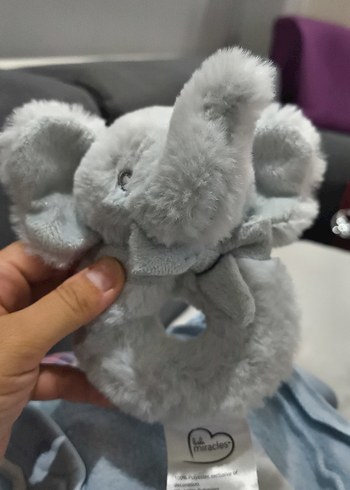 Gri Fil Figürlü Peluş çıngırak - Görsel 6