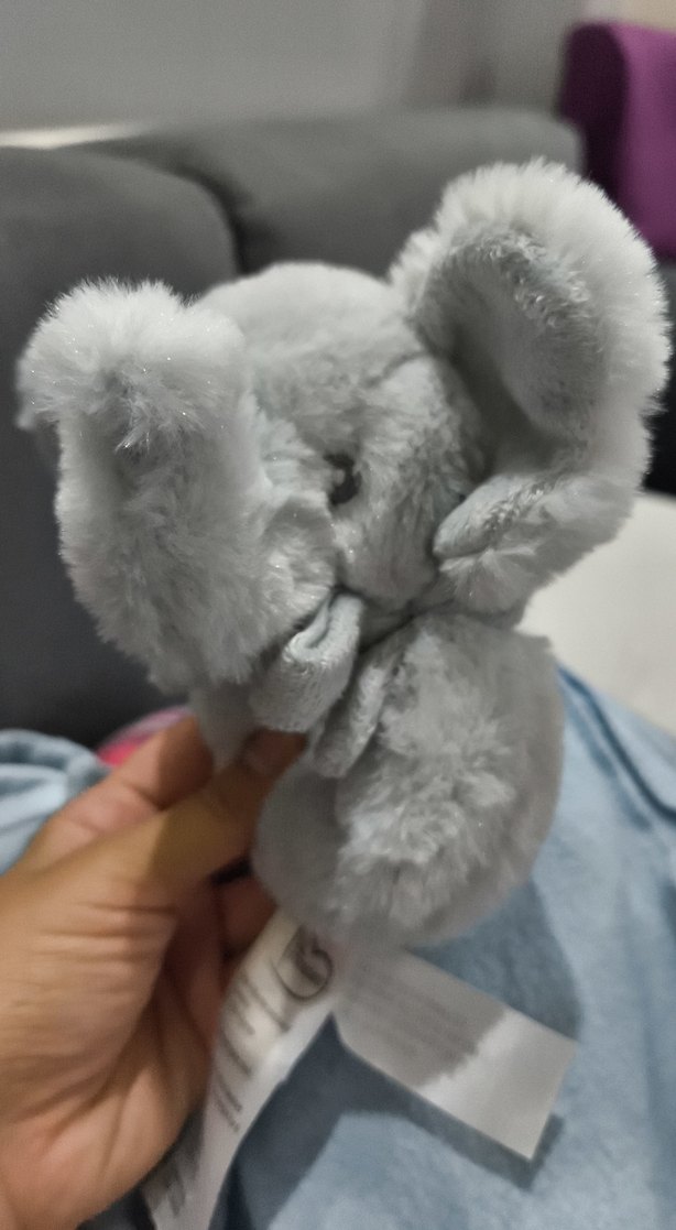 Gri Fil Figürlü Peluş çıngırak - Görsel 5