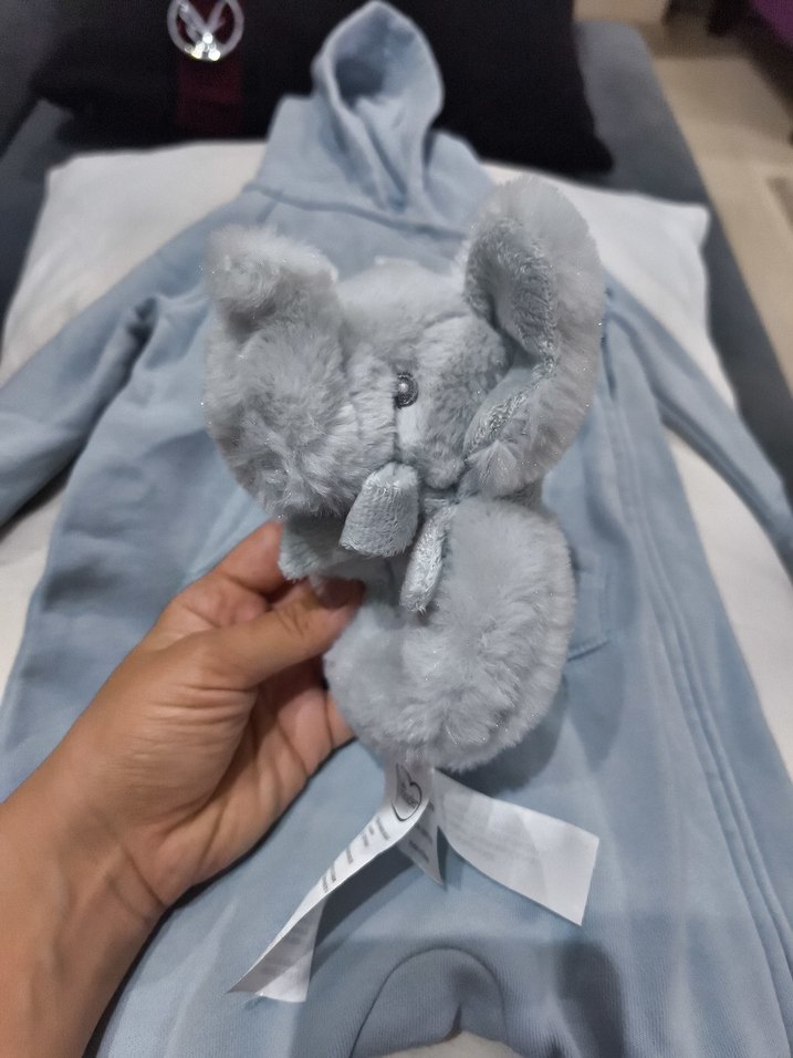 Gri Fil Figürlü Peluş çıngırak - Görsel 2