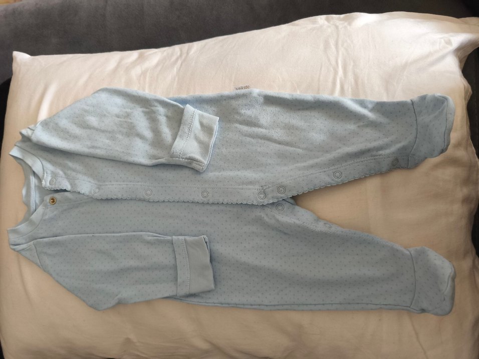 Mavi Pamuklu Uzun Kollu Bebek Tulum - Görsel 2