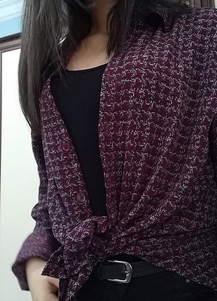 Bordo Desenli Gömlek