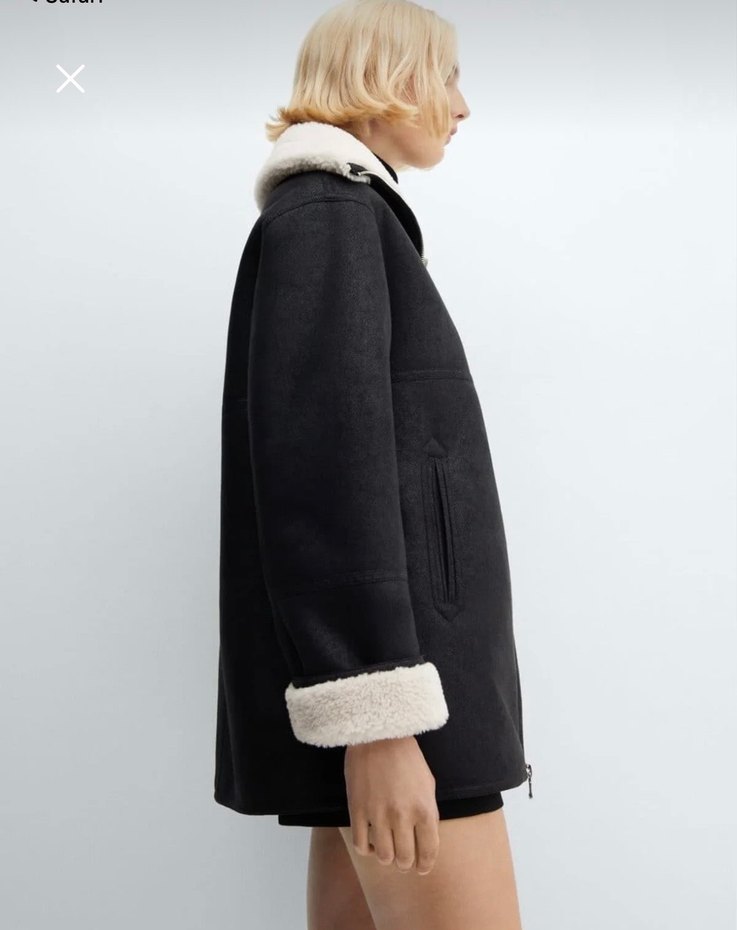 Kürk detaylı Mango Mont - Görsel 4