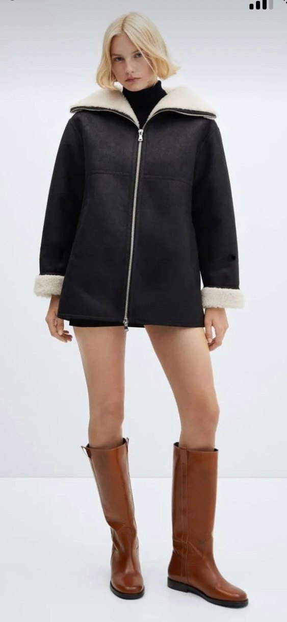 Kürk detaylı Mango Mont - Görsel 2