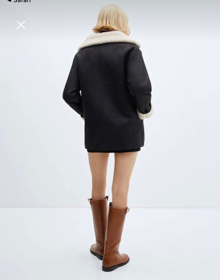 Kürk detaylı Mango Mont - Görsel 3