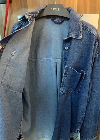 m Beden Kadın Mavi Denim Düğmeli ceket