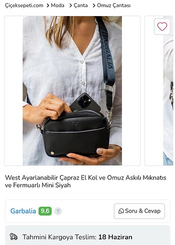 Garbalia Siyah Deri omuz Çantası