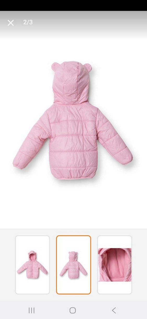 Kız Çocuk Pembe Kapüşonlu Fermuarlı Mont - Görsel 2