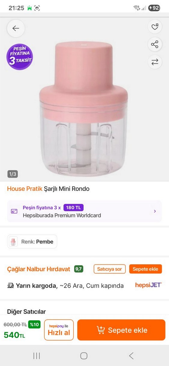 Pastel Pembe Mini Doğrayıcı Blender - Görsel 4