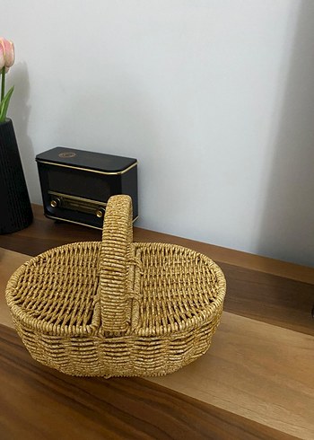 Parlak Kahverengi Hasır Sepet - Görsel 2