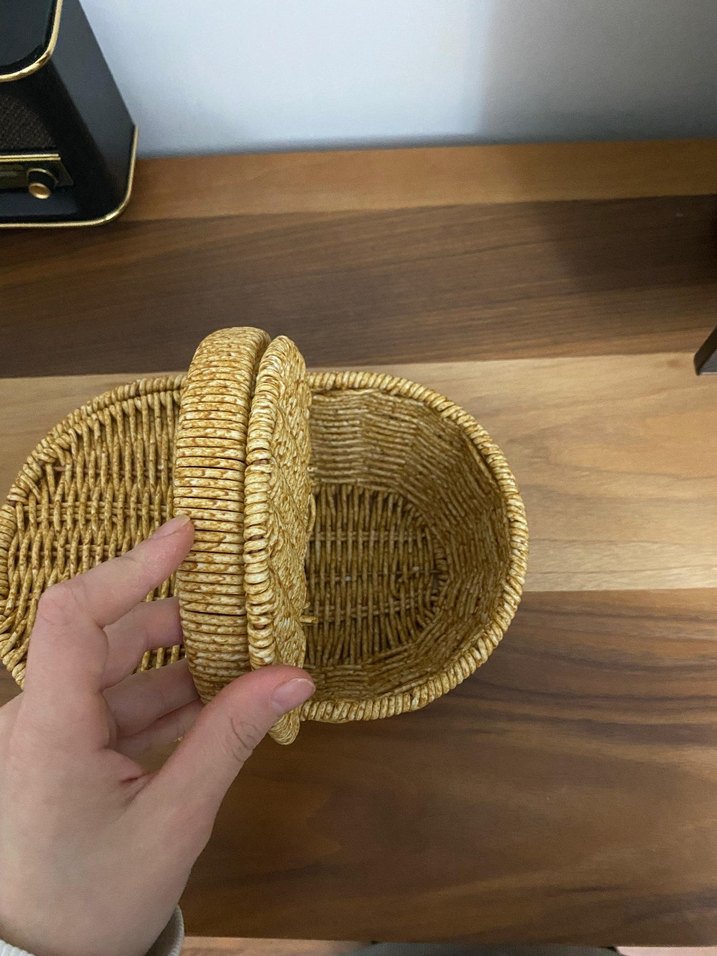 Parlak Kahverengi Hasır Sepet - Görsel 4