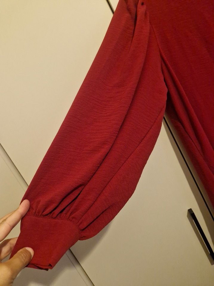 Bordo Bohem Uzun Kollu Salaş Kadın Elbise - Görsel 3