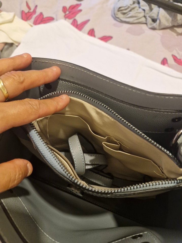 Gri Deri Yılan Desenli Kadın Çanta - Görsel 5