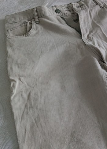 Bej Erkek Keten Mini Şort - Görsel 3