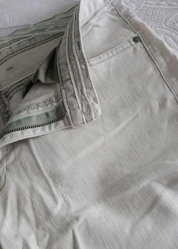 Bej Erkek Keten Mini Şort - Görsel 6