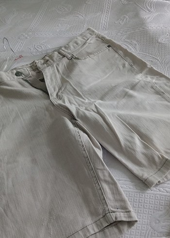 Bej Erkek Keten Mini Şort - Görsel 2