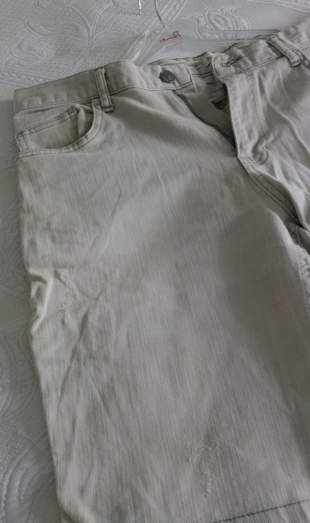 Bej Erkek Keten Mini Şort - Görsel 3