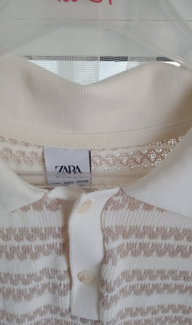 Bej Örgü Polo Yaka Erkek Tişört - Görsel 3