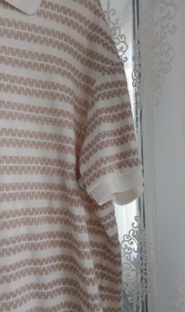 Bej Örgü Polo Yaka Erkek Tişört - Görsel 2