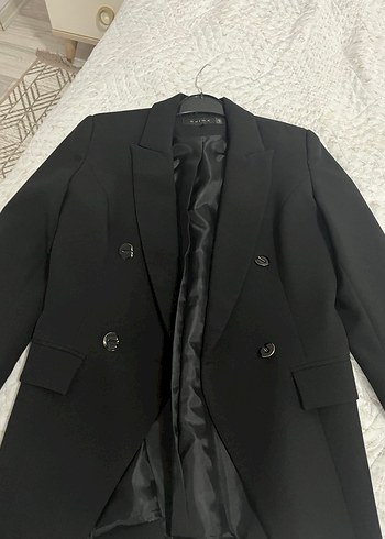 s Beden Düğmeli Siyah Kadın Blazer Ceket