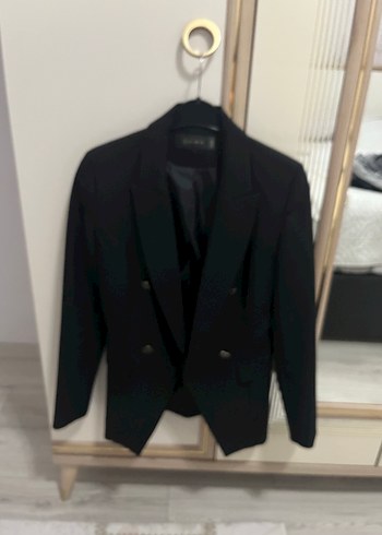 Düğmeli Siyah Kadın Blazer Ceket