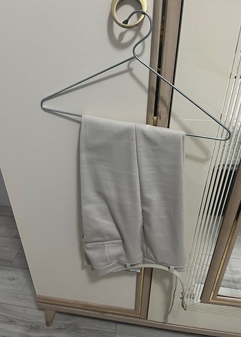 Beyaz Keten Pilili Kadın Pantolon koton marka