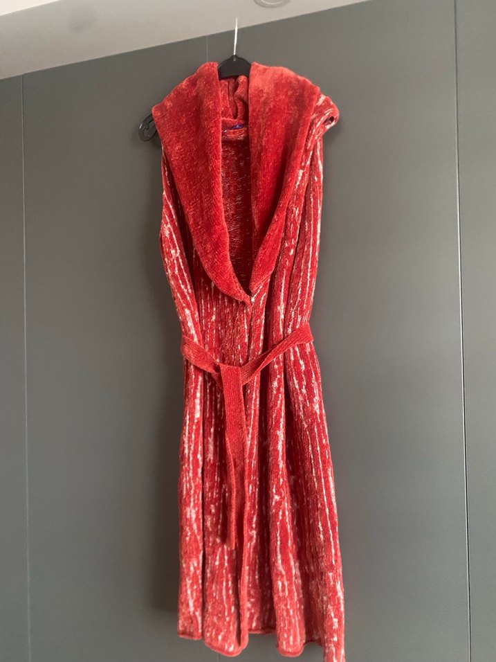 Parlak Kırmızı Uzun Kolsuz Kadın yelek - Görsel 2