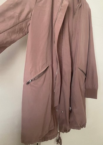 Pembe Midi Kadın Ceket Fermuarlı - Görsel 3