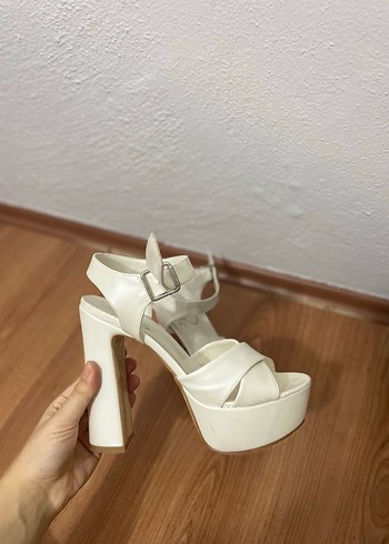 37 Beden beyaz Renk Beyaz Platform Topuklu Kadın Abiye Ayakkabı
