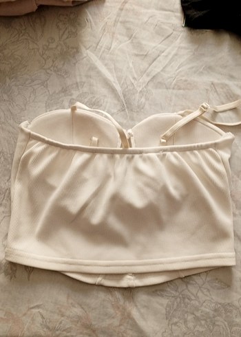 Beyaz Straplez Midi Büstiyer - Görsel 4