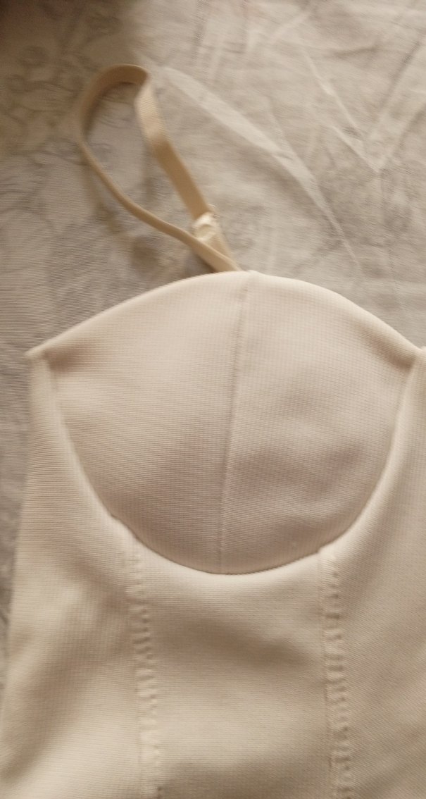 Beyaz Straplez Midi Büstiyer - Görsel 2