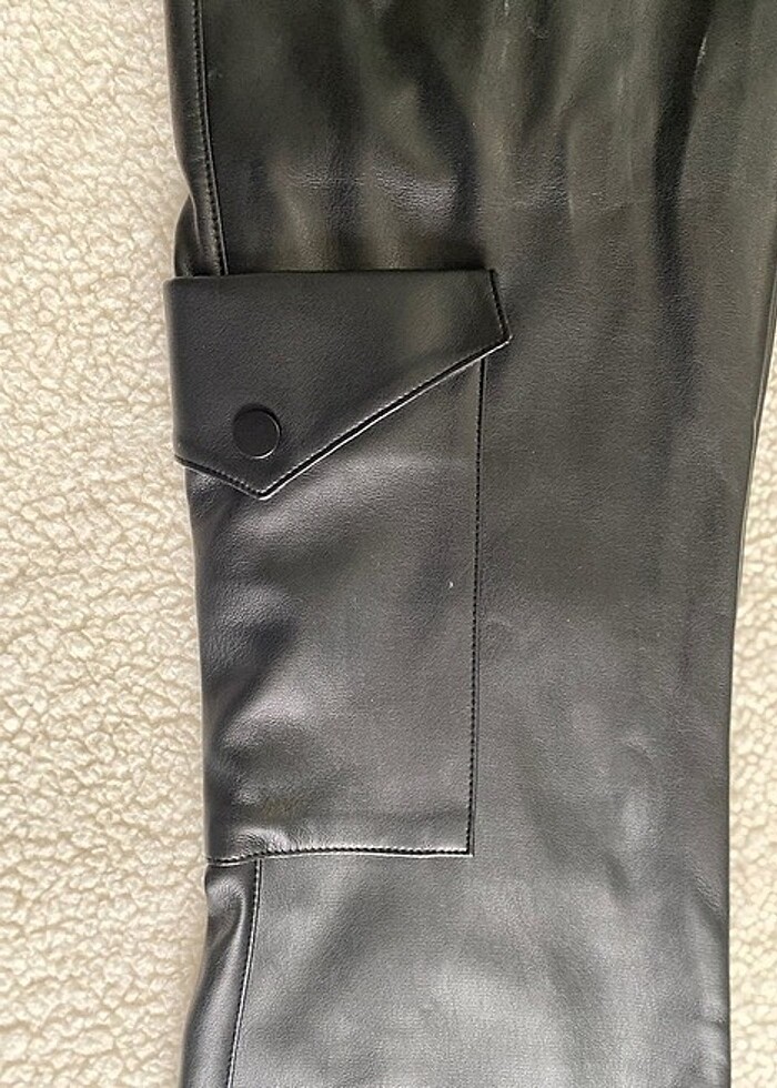 Deri palazzo pantolon - Görsel 3