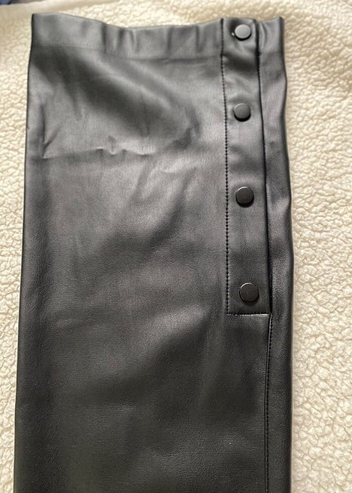 Deri palazzo pantolon - Görsel 4