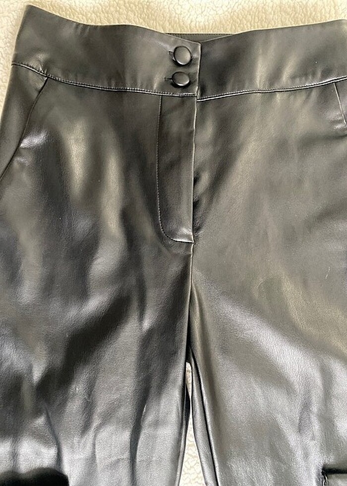 Deri palazzo pantolon - Görsel 5