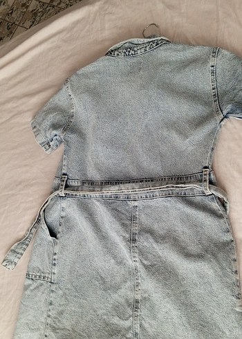 Kısa Kollu Denim Midi Elbise - Görsel 8