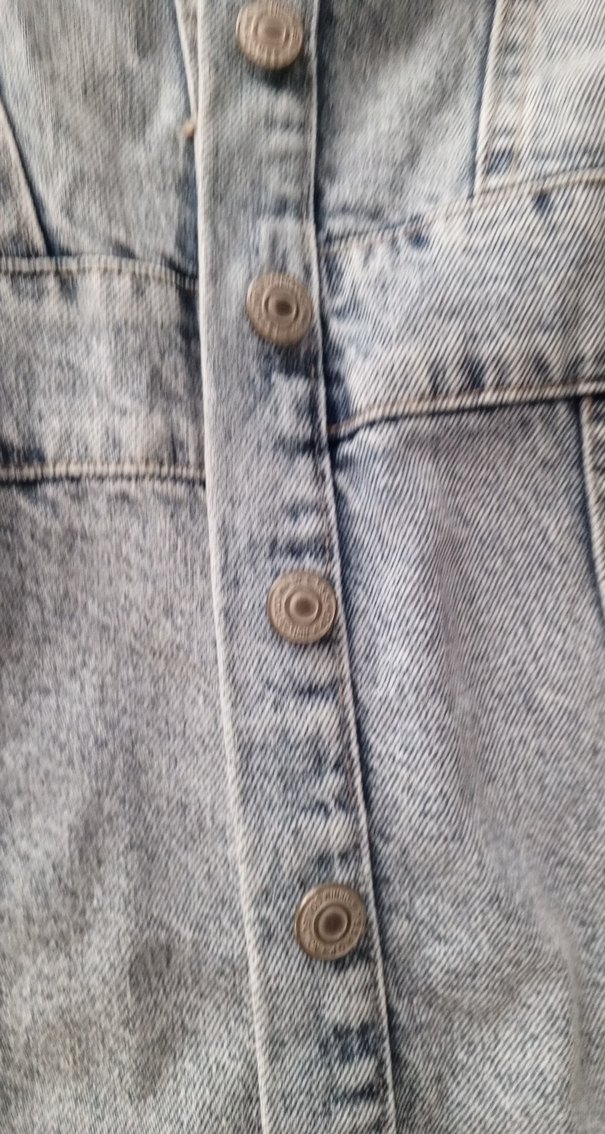 Kısa Kollu Denim Midi Elbise - Görsel 3