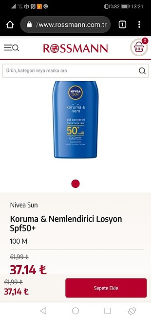 universal Beden mavi Renk Nivea Sun Koruma & Nemlendirici Losyon Spf50+ 100 Ml