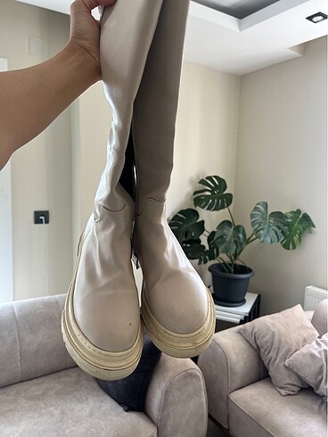 Krem uzun çizme - Görsel 6