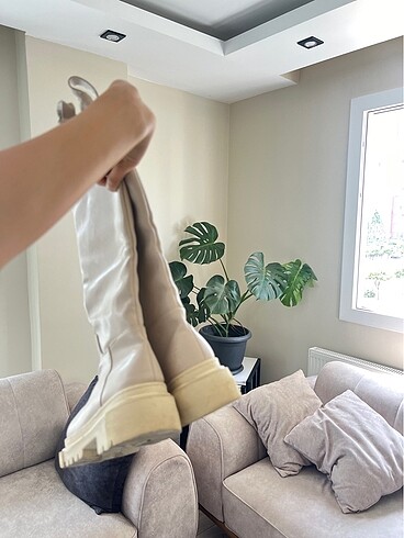 Krem uzun çizme - Görsel 5