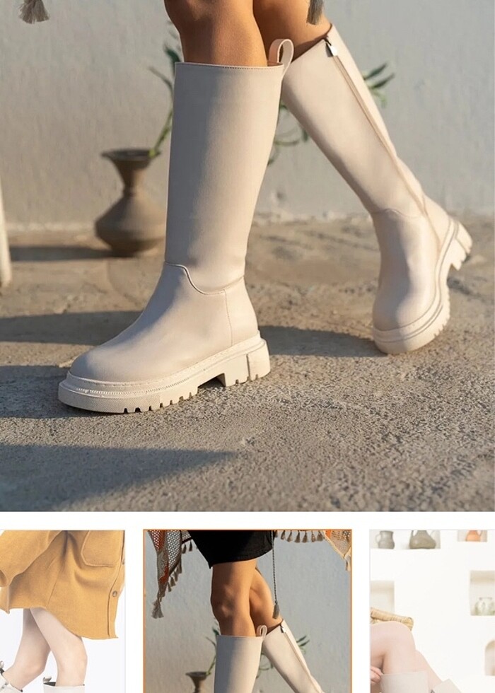 Krem uzun çizme - Görsel 2