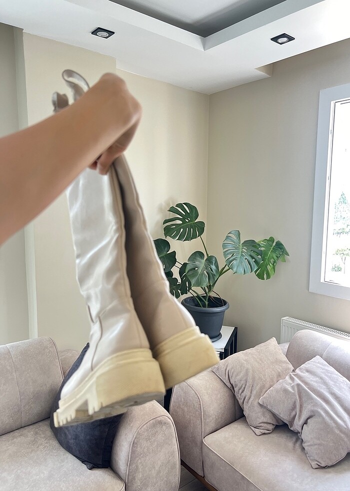 Krem uzun çizme - Görsel 5