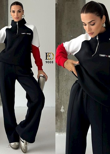 Uzun Kollu Fermuarlı Siyah Kadın Eşofman Üstü - Görsel 6