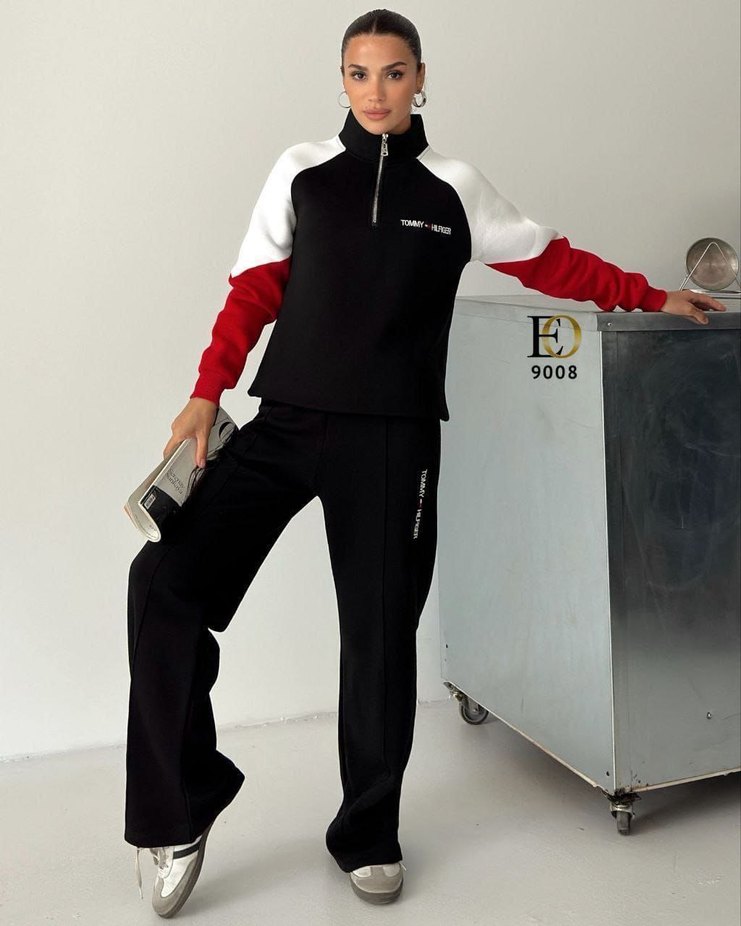 Uzun Kollu Fermuarlı Siyah Kadın Eşofman Üstü - Görsel 4