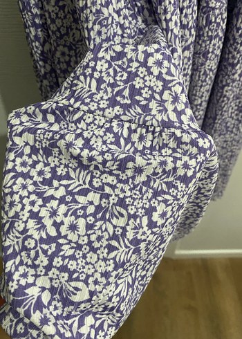 Mor Pilili V Yaka Midi Bohem Elbise - Görsel 3