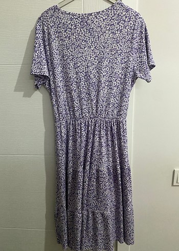 Mor Pilili V Yaka Midi Bohem Elbise - Görsel 5