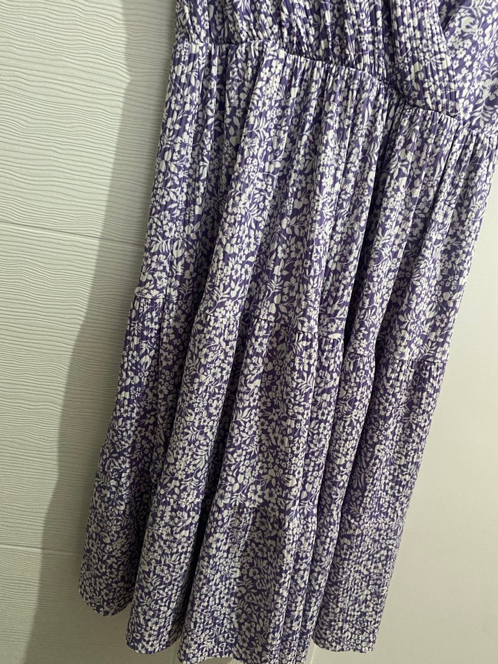 Mor Pilili V Yaka Midi Bohem Elbise - Görsel 2