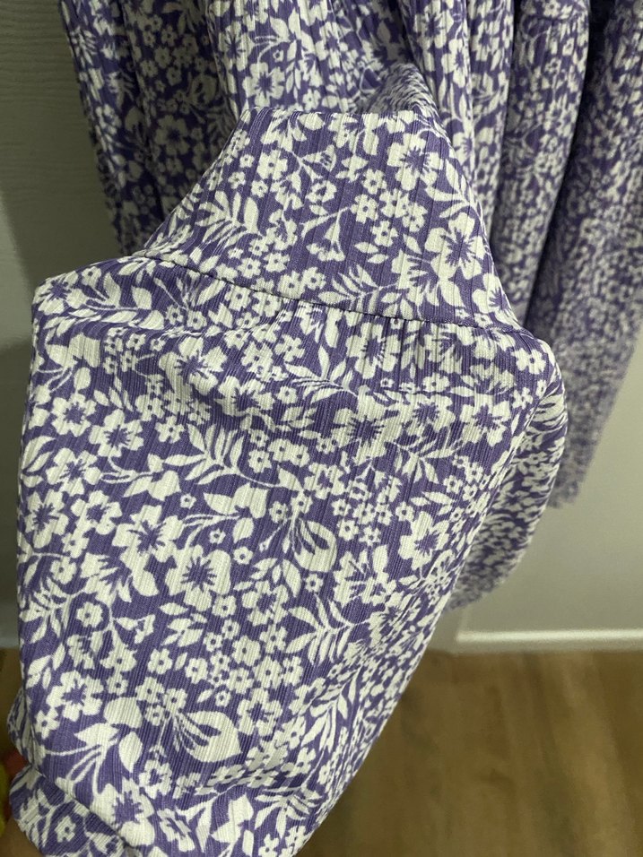 Mor Pilili V Yaka Midi Bohem Elbise - Görsel 3