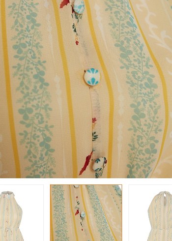 Sarı Çiçekli Volanlı Mini Elbise - Görsel 8