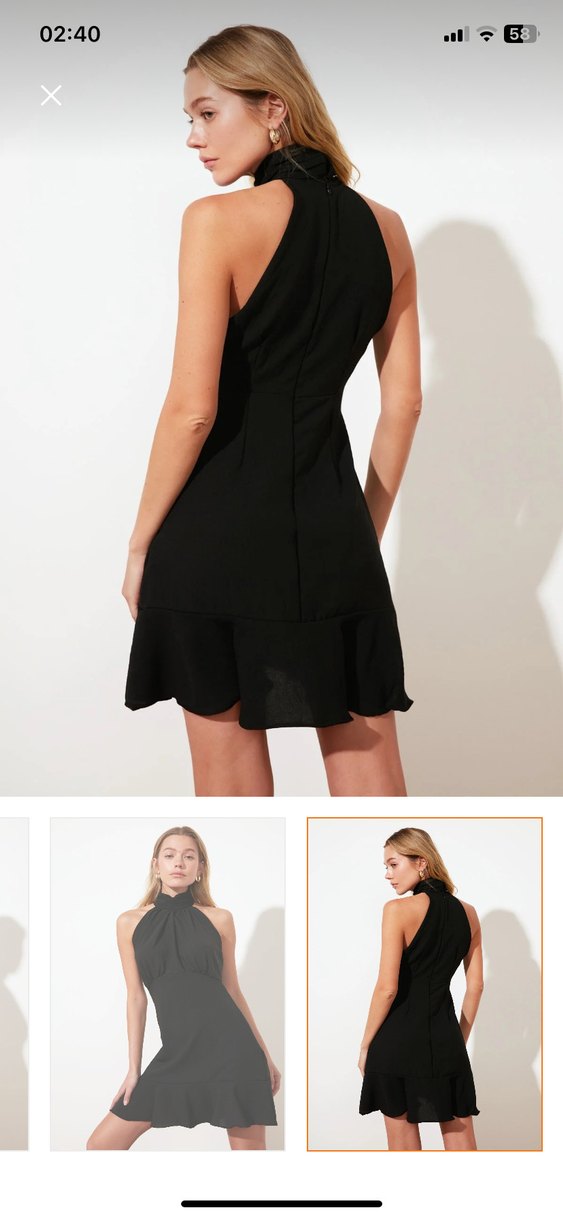 Siyah Yüksek Yakalı Mini Elbise - Görsel 5