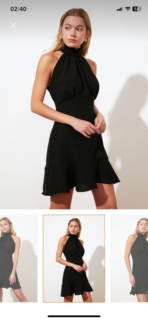 Siyah Yüksek Yakalı Mini Elbise - Görsel 2